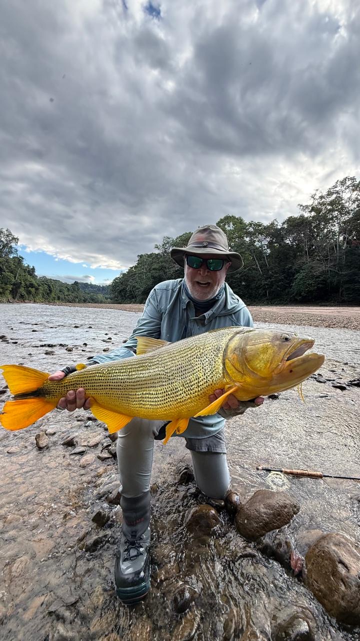 Doug with a large dorado taken on a streamer at Pluma Palo 1
