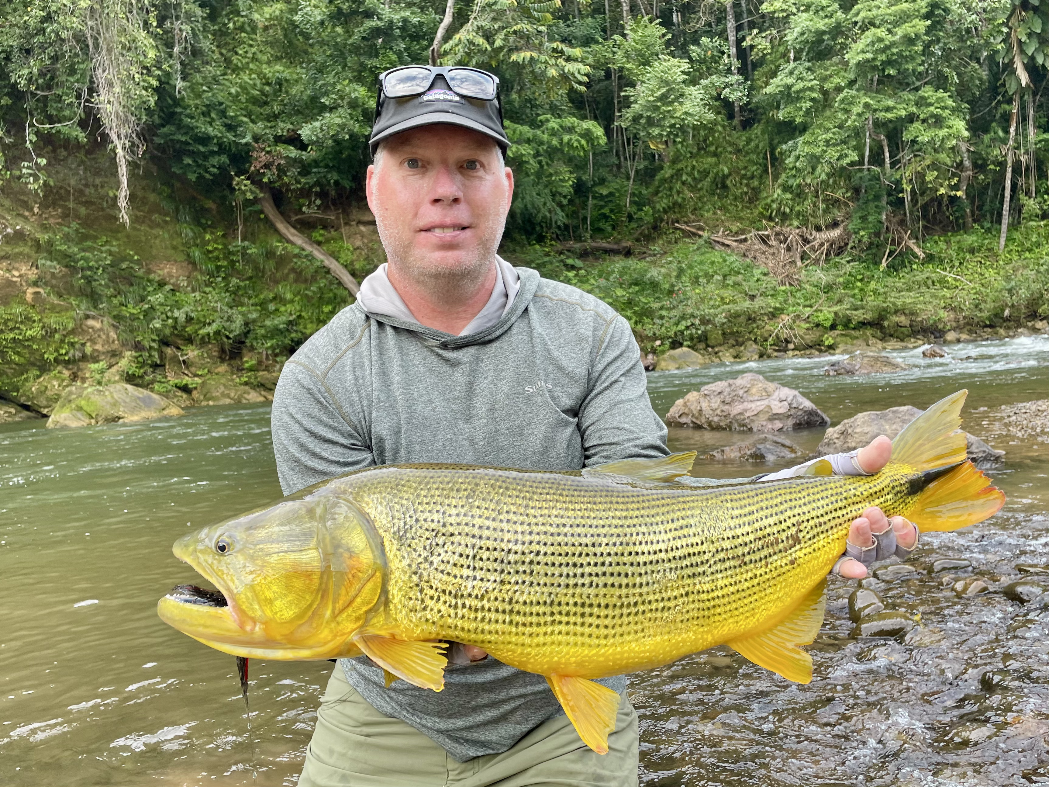 Carsten's powerful 20-pound dorado, taken on a surface fly