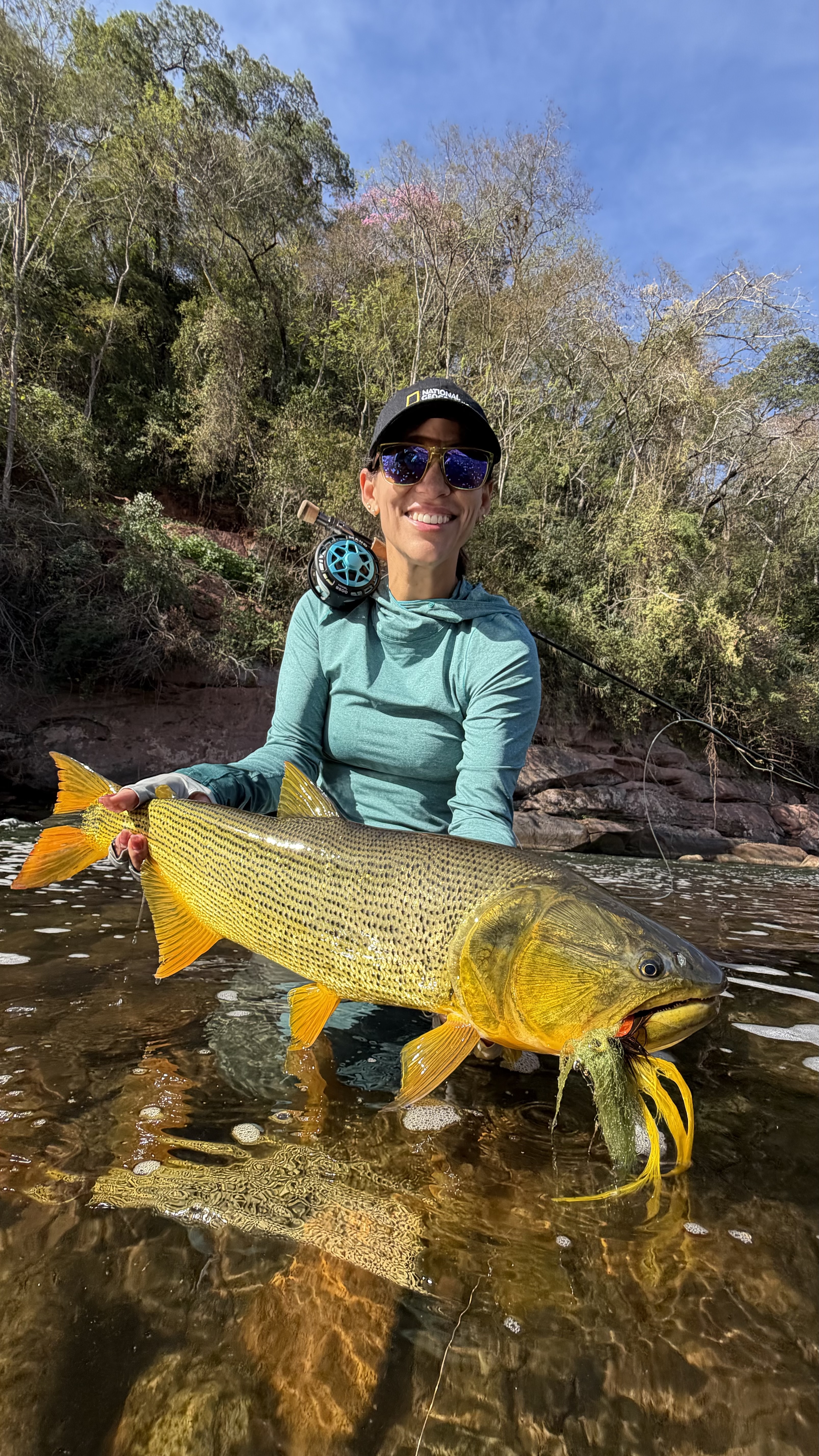 Michela with one of her two golden dorado of the day