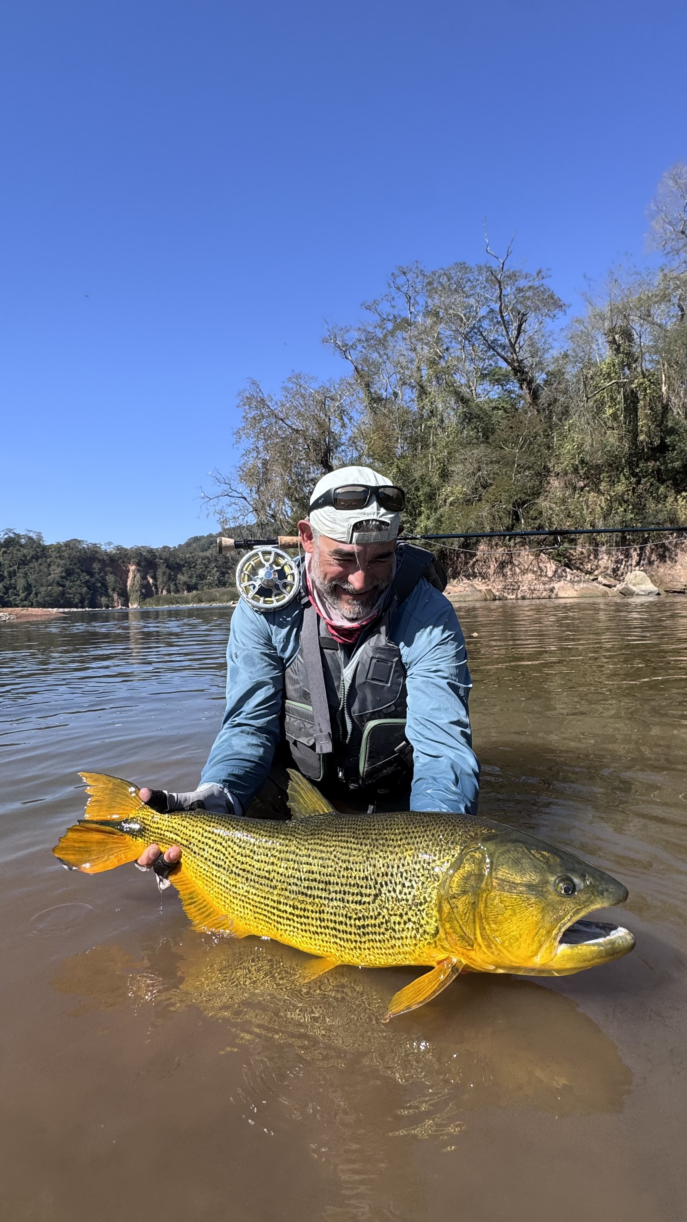 Matt with the big dorado from the pocket water of the Canyon