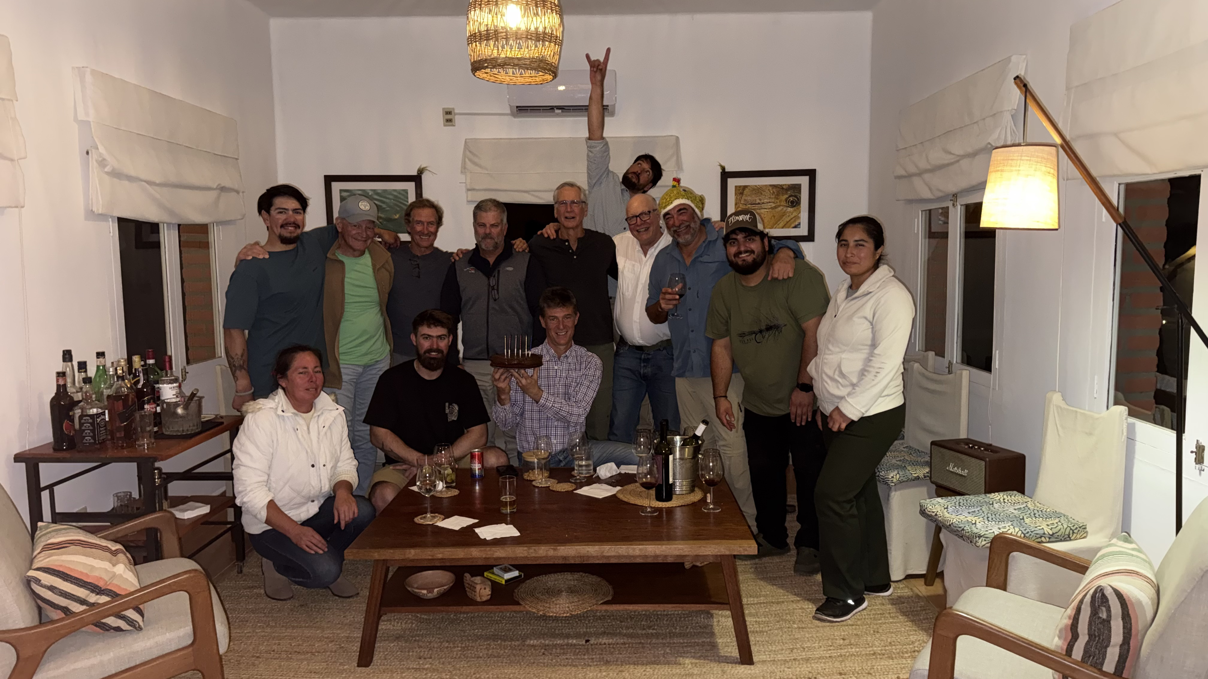Anglers, guides and the Tariquía Lodge team together on the final evening